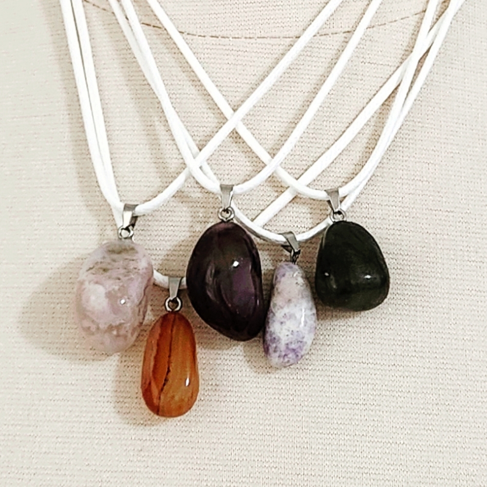 5ct Necklaces, Labradorite, Lepidolite, Carnelian, Mookaite, Flower Agate B